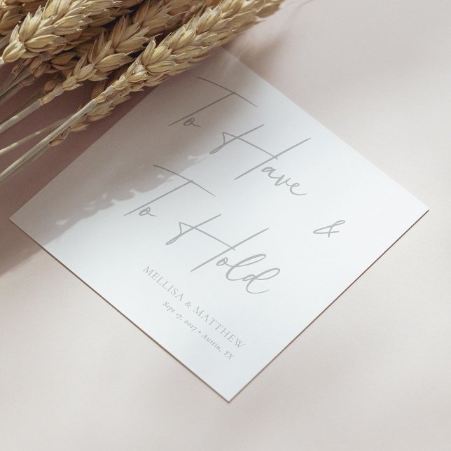 Chic Silver Calligraphy To Have & to Hold Wedding Napkin (Personalized Chic Silver Calligraphy To Have & to Hold Wedding Napkins)