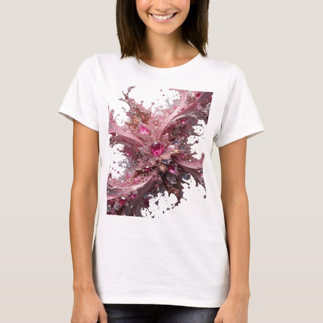 Chic Silver CHOCOLATE RUBY FLOWER Slogan Tee (Front)