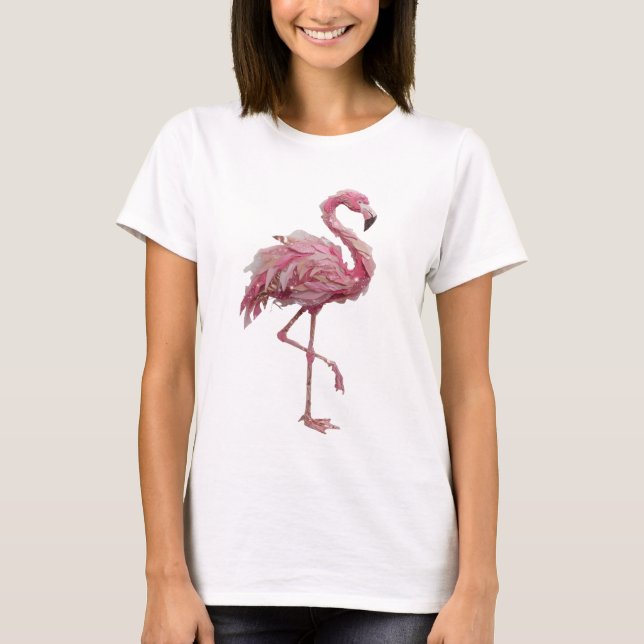 Chic Silver FLAMINGO Text Design T-Shirt (Front)