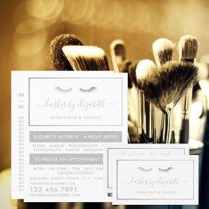 Chic Silver Foil Lashes Beauty Makeup Artist Business Card