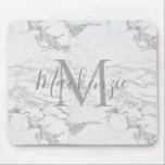 Chic Silver Foil Marble Monogram Mouse Pad<br><div class="desc">Chic Silver Foil Marble Monogram with trendy silver foil marble and your custom name and monogram.</div>