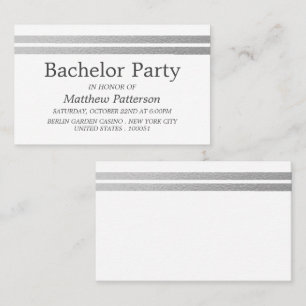 Chic Silver Foil Stripes Bachelor Party Invitation