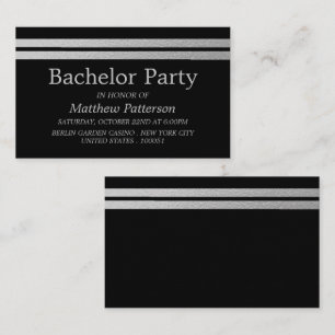 Chic Silver Foil Stripes Bachelor Party Invitation