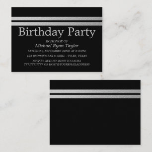 Chic Silver Foil Stripes Birthday Party Invitation