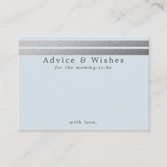 Chic Silver Foil Stripes | Blue Advice Cards (Front)