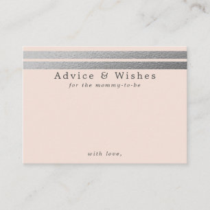 Chic Silver Foil Stripes   Blush Pink Advice Cards