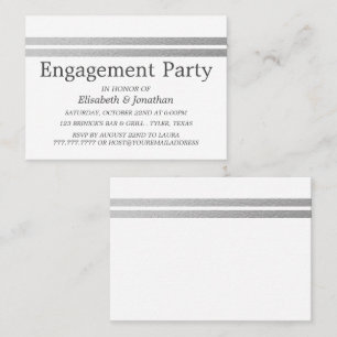 Chic Silver Foil Stripes Engagement Party Invite