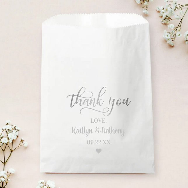 Chic Silver Foil Wedding Thank You Favour Bag (Creator Uploaded)