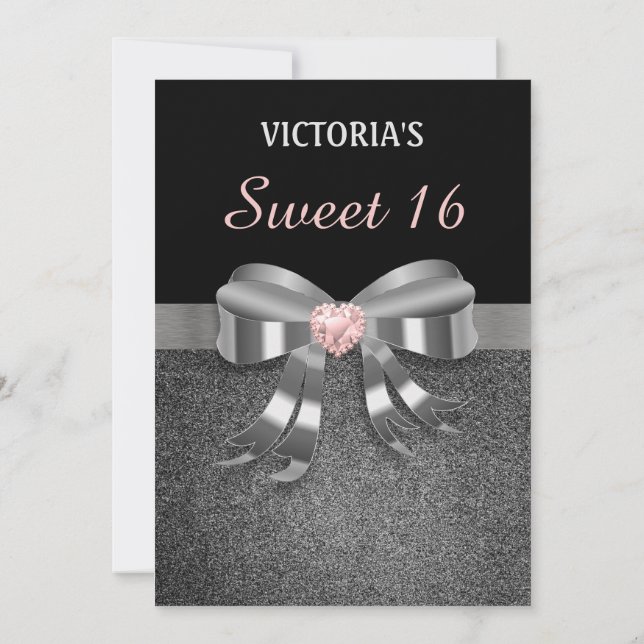 Chic Silver Glitter Birthday Invitation (Back)