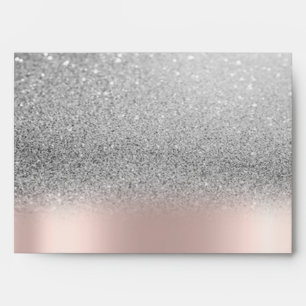 Chic Silver Glitter Bokeh Ombre Rose Gold   Envelope