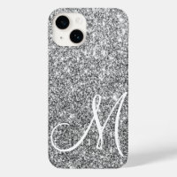 Chic Silver Glitter Metallic Shine Monogrammed