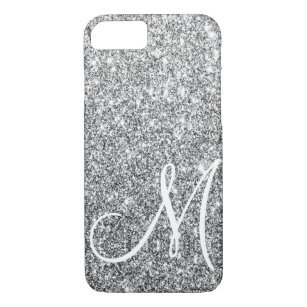 Chic Silver Glitter Metallic Shine Monogrammed Case-Mate iPhone Case