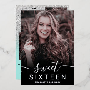 Chic silver glitter pink ombre 5 photos sweet 16