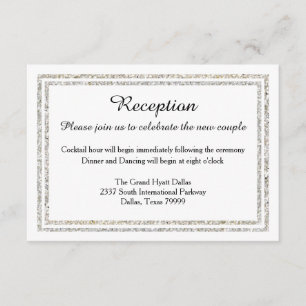 Chic Silver Glitter Trim-Reception Invition Invitation