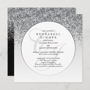 Chic Silver Glitter Wedding Rehearsal Dinner 
