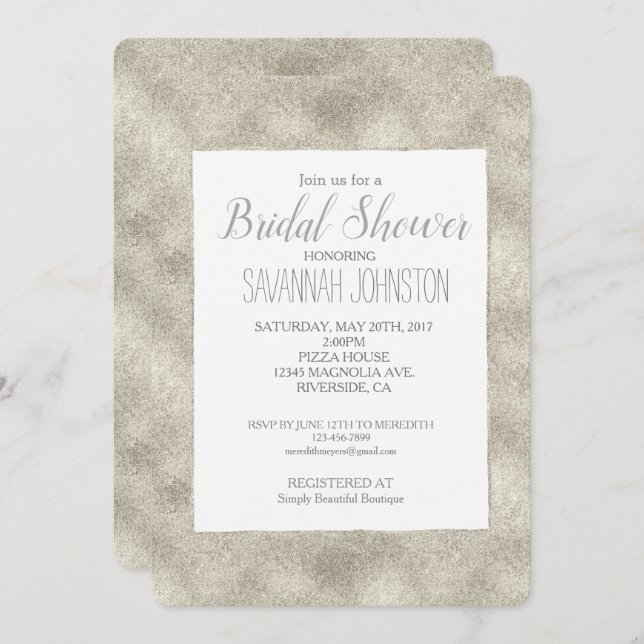 Chic Silver Glitz bridal shower Invitation (Front/Back)