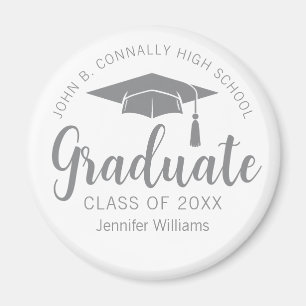 Chic Silver Grey Graduate Custom 2025 Graduation Magnet