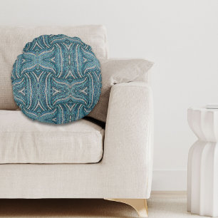 chic silver grey turquoise blue rhinestone crystal round cushion