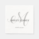  Chic Silver M Monogram Script Name Wedding Date