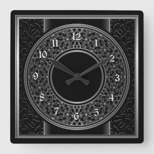 Chic Silver Medallion Square Wall Clock