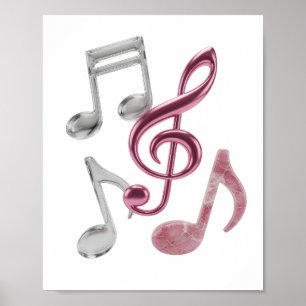 Chic Silver MUSIC NOTES Bold Design Poster