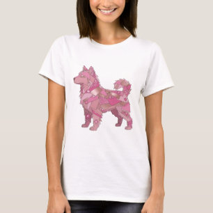 Chic Silver PINK GLASS DOG Slogan Design T-Shirt