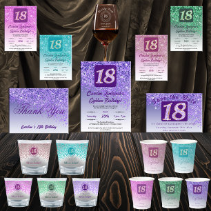 Chic Silver & Purple Glitter 18th Birthday Gift Shot Glass