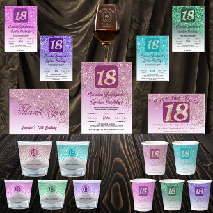Chic Silver & Rose Gold Glitter 18th Birthday Gift Shot Glass