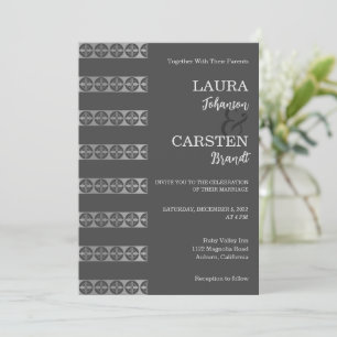 Chic Silver Stripes Wedding Invitation