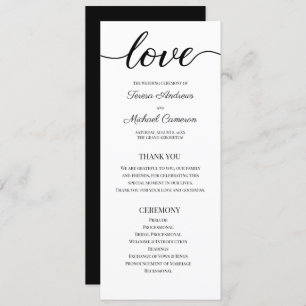 Chic Simple Black and White Wedding Love Script Program