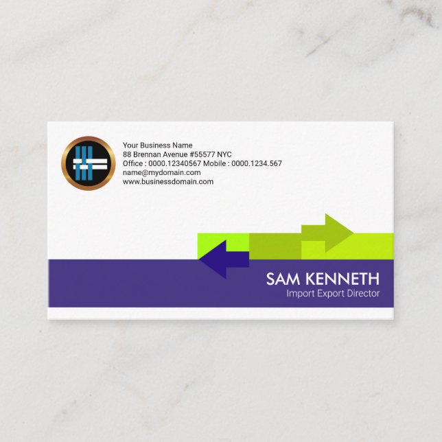 Chic Simple Distribution Arrows Import Export Business Card (Front)