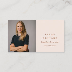 Chic Simple Minimal Blush Rose Professional Photo Business Card
