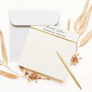 Chic Simple Minimal White Gold Personal Stationery Card