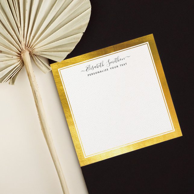 Chic Simple Minimal White Gold Personal Stationery Card (Creator Uploaded)