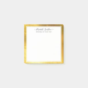 Chic Simple Minimal White Gold Personal Stationery Post-it Notes