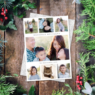 Chic Simple Minimalist SEVEN 7 Photo Holiday Card