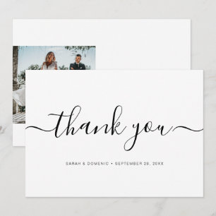Chic Simple Minimalist Wedding Photo Thank You Card