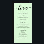 Chic Simple Mint green Wedding Love Script Program<br><div class="desc">Personalise and customise this easy to use, editable wedding program template. Mint green, chic, modern, elegant and simple. Customise the bride and groom's names, location, wedding date, ceremony order of service, wedding party names (including bride and groom's parents, officiant, maid of honour, best man, groomsmen, flower girls, bridesmaids, ring bearer)...</div>