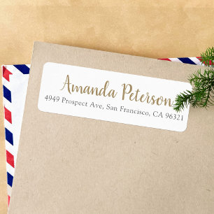 Chic Simple Modern Script Gold Return Address Label