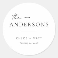 Chic + Simple Modern Script Wedding Favour Sticker