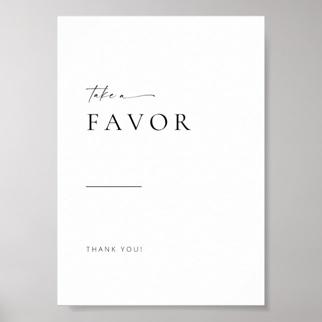 Chic + Simple Modern Script Wedding Favours Sign (Front)