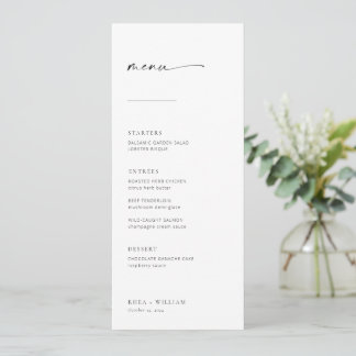 Chic + Simple Modern Script Wedding Menu