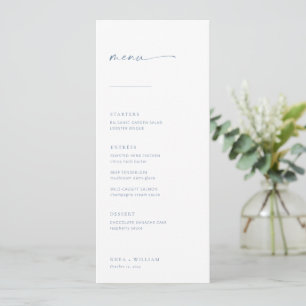Chic + Simple Modern Script Wedding Menu   Blue