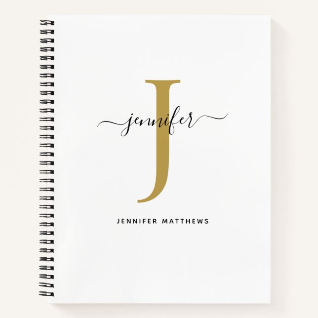 Chic Simple Monogram Initial Name Notebook (Front)