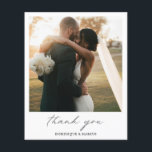 Chic Simple Photo Budget Wedding Thank You Card<br><div class="desc">Simple Photo budget Wedding Thank You Card with "thank you" in calligraphy along with your names below your favourite picture.  The backside has your personalised thank you message in black and white.  A minimalist design with chic typography for an elegant touch.</div>