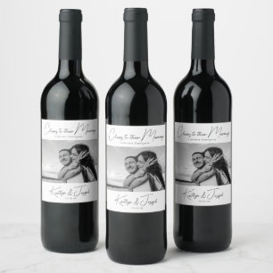 Chic Simple Photo Modern Typography  Wine Label