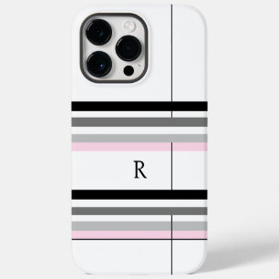 Chic Simple Pink Black Grey White Custom Monogram iPhone 14 Pro Max Case