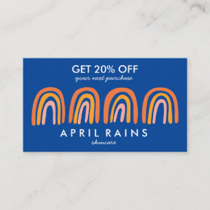 Chic Simple Pink Orange Blue Rainbows Discount Card
