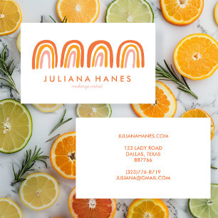 Chic Simple Pink Orange Rainbows Business Card