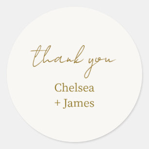Chic Simple Script Thank You Wedding Classic Round Sticker
